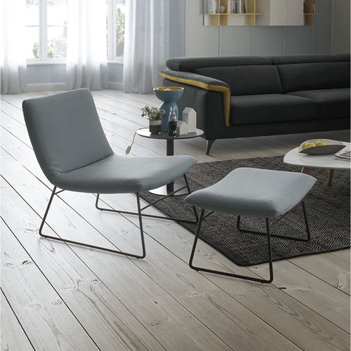 Moderner Kaminsessel - COMPAGNIA - Febal Casa - Stoff / mit Fußstütze / grau