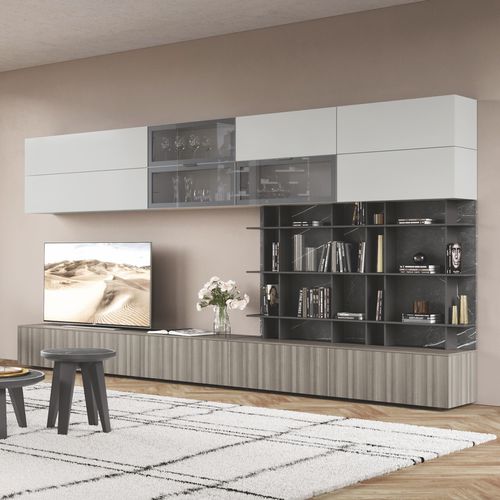 Moderne Wohnwand - DICIOTTO / 05 - Febal Casa - melaminbeschichtet / für TV / mit Schublade