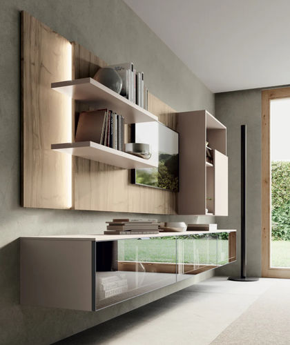 Moderne Wohnwand - DICIOTTO 01 - Febal Casa - Glas / melaminbeschichtet / Modul
