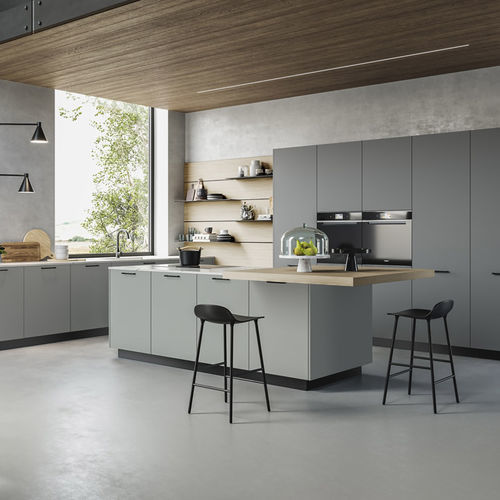 Ulme-Kücheninsel - D20 - DOIMO CUCINE - Verbundwerkstoff / grau