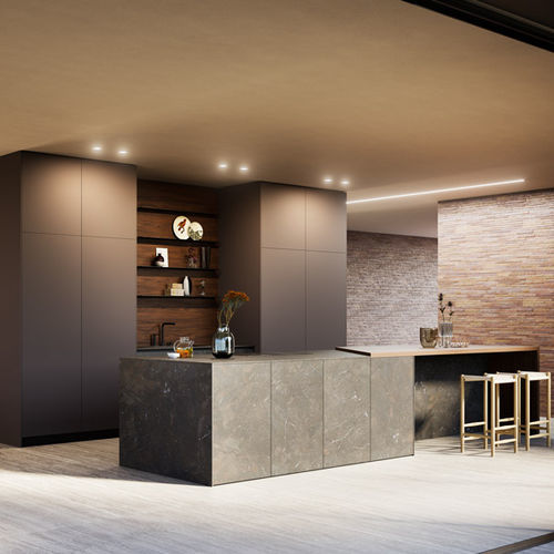 Moderne Küche - Aspen + D23 - DOIMO CUCINE - Glas / NTM Fenix® / Kochinsel