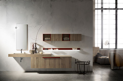 Moderner Badezimmer-Schrank - PLAY: 02 - Cerasa - HPL / mit Schublade / mit Spiegel