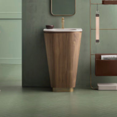Bodenstehendes Waschbecken - SUEDE: 01 - Cerasa - Holz / Bronze / konisch