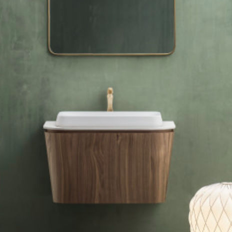 Wand-Waschbecken - SUEDE: 03 - Cerasa - Holz / mit Ablage / mit integrierten Schubladen