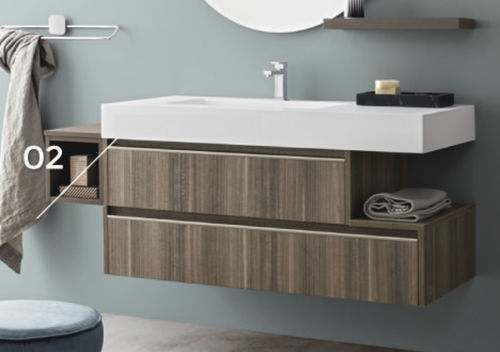 Wandmontierter Waschtisch-Unterschrank - MOVIDA: 02 - Cerasa - Holz / modern / mit Schubladen