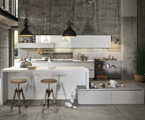 Moderne Küche - URBAN 2.0 - Record Cucine - lackiertes Holz / Kochinsel / ohne Griff