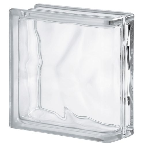Gebogener Glasbaustein - CLEAR 1919/8 LINEAR END WAVE - SEVES GLASSBLOCK - glatt / sandgestrahlt / wandmontiert