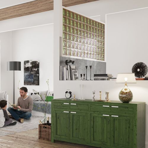 Quadratischer Glasbaustein - MG/S VEGAN GREEN - SEVES GLASSBLOCK - für Bad / für Innenwand / farbig