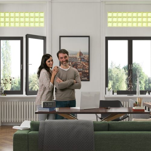 Quadratischer Glasbaustein - MG/S VERY NATURAL GREEN - SEVES GLASSBLOCK - für Innenwand / farbig
