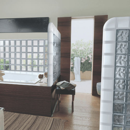 Gebogener Glasbaustein - CLEAR TERMINAL WAVY - SEVES GLASSBLOCK - satiniert / sandgestrahlt / glatt