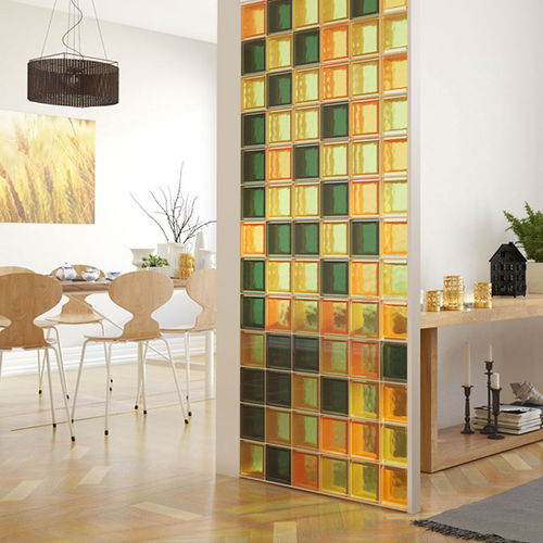 Quadratischer Glasbaustein - MG/S MINI APRICOT - SEVES GLASSBLOCK - satiniert / für Bad / für Innenwand