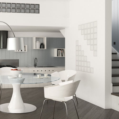Quadratischer Glasbaustein - MG/S WHITE 100% - SEVES GLASSBLOCK - metallisiert / für Bad / für Innenwand