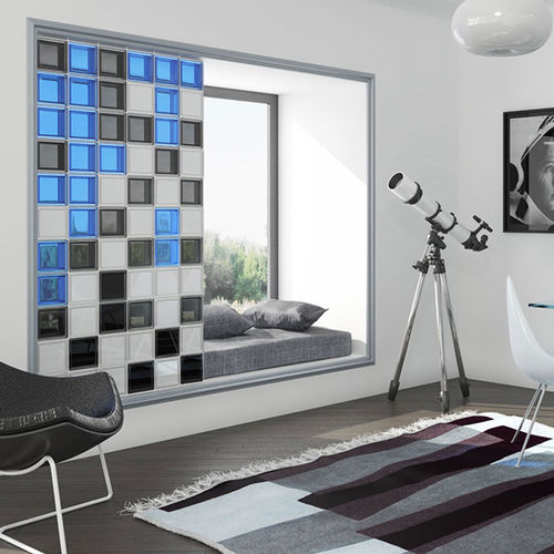 Quadratischer Glasbaustein - MG/S BLACK 30% - SEVES GLASSBLOCK - metallisiert / für Bad / für Innenwand