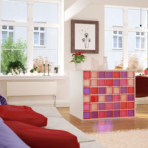 Quadratischer Glasbaustein - MG/S ROMANTIC VIOLET - SEVES GLASSBLOCK - für Bad / für Innenwand / farbig