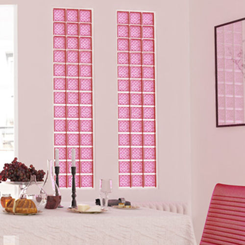 Quadratischer Glasbaustein - MG/S ROMANTIC PINK - SEVES GLASSBLOCK - für Bad / für Innenwand / farbig