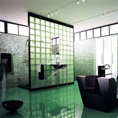 Quadratischer Glasbaustein - MALACHITE Q19  - SEVES GLASSBLOCK - glatt / metallisiert / für Boden