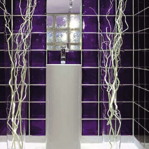 Quadratischer Glasbaustein - AMETISTA Q19  - SEVES GLASSBLOCK - glatt / metallisiert / für Boden