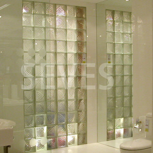Quadratischer Glasbaustein - CLEAR 1919/8 MIDARC - SEVES GLASSBLOCK - Relief / für Bad / wandmontiert
