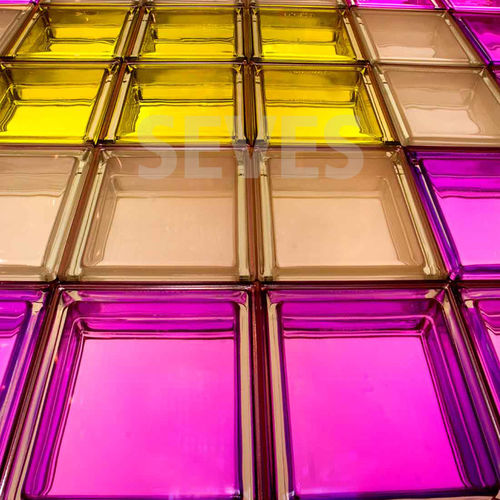 Quadratischer Glasbaustein - TORMALINA Q19  - SEVES GLASSBLOCK - glatt / metallisiert / für Boden