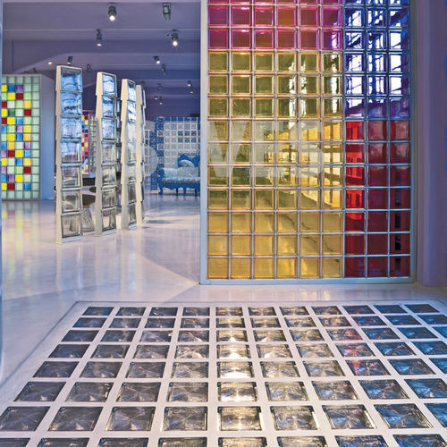 Quadratischer Glasbaustein - BERILLO Q19  - SEVES GLASSBLOCK - glatt / metallisiert / für Boden