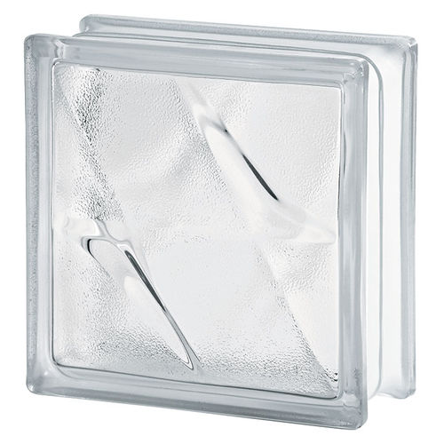 Quadratischer Glasbaustein - CLEAR 1919/8 STELLA - SEVES GLASSBLOCK - sandgestrahlt / Struktur / wandmontiert