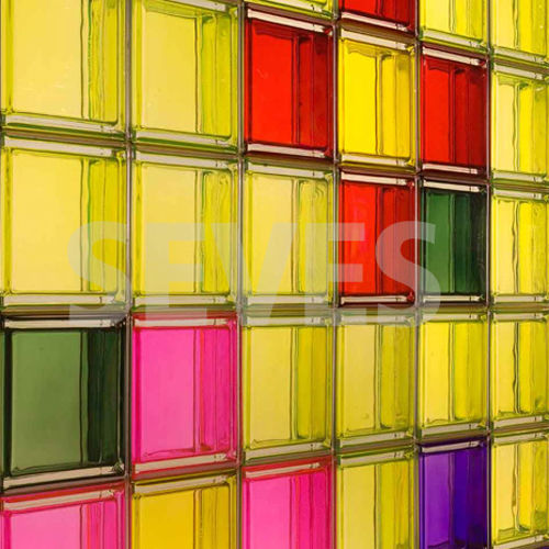 Quadratischer Glasbaustein - CITRINO Q19  - SEVES GLASSBLOCK - glatt / metallisiert / für Boden