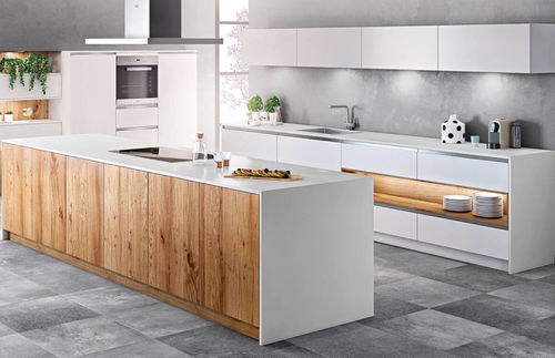 Moderne Küche - Loft - SAGNE - Eiche / Natureiche / mittelgroß