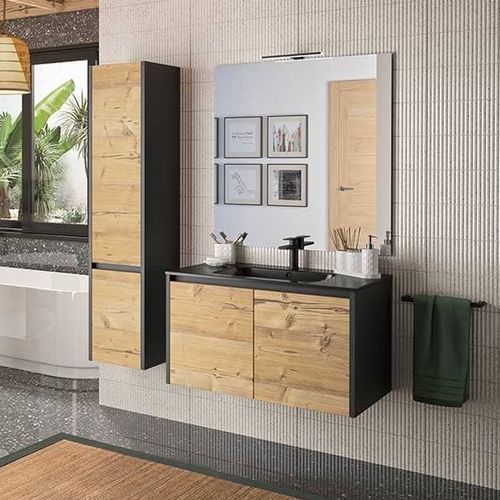 Wandhängender Waschtisch-Unterschrank - SAGNE - freistehend / Holz / modern