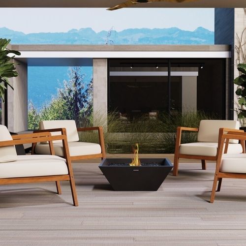 Garten-Feuerstelle / Bioethanol - Nova 600 - EcoSmart Fire - Beton / Stahl / quadratisch