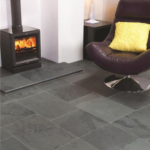 Schiefer-Fliesen - GRAPHITE BLACK - ORIGINAL STYLE - in Naturoptik / für den Innenraum / bodenstehend