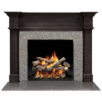 Moderne Kaminumrandung - BELLEVUE - heatilator - Granit / Holz