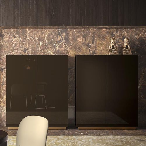 Hohes Sideboard - PEOPLE  - PIANCA - modern / lackiertes Holz / braun