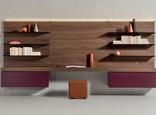 Moderne Wohnwand - SPAZIO - PIANCA - lackiertes Holz