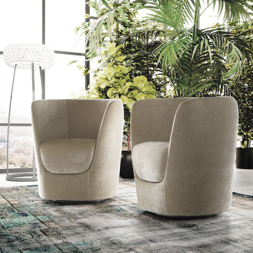 Moderner Sessel - OPLA' - PIANCA - Leder / Stoff / beige