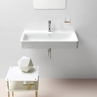Wand-Waschbecken - SAND: 9022111  - GSI - Keramik / mit verstellbarem Spiegel / rechteckig