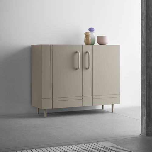 Modernes Sideboard - Dalila - miniforms - lackiertes Holz / mit Schwingtür / mit 4 Beinen
