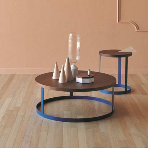 Moderner Couchtisch - Zero - miniforms - Glas / Eiche / Nussbaum