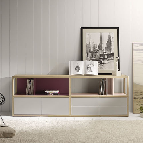 Modernes Sideboard - KAI - TREKU - lackiertes Holz / Massivholz / Marmor