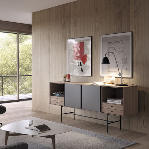 Modernes Sideboard - AURA - TREKU - lackiertes Holz / Eiche / Nussbaum