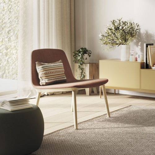 Moderner Kaminsessel - BISELL - TREKU - Stoff / Holz / grau
