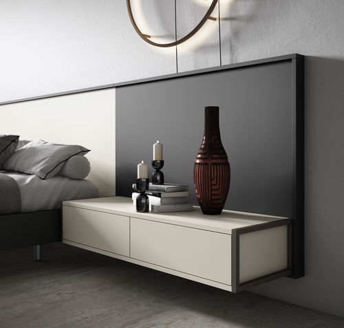 Moderner Nachttisch - Cubo - MUEBLES MESEGUE, S.A. - lackiertes Holz / rechteckig / mit Schublade