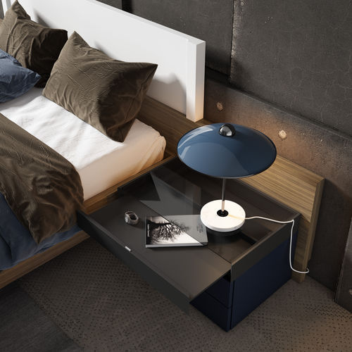 Moderner Nachttisch - TOP - MUEBLES MESEGUE, S.A. - lackiertes Holz / Glas / rechteckig