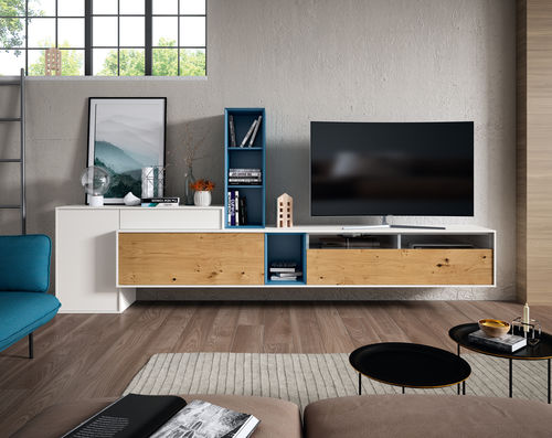 Moderne Wohnwand - 20 COVER - MUEBLES MESEGUE, S.A. - Holz / für TV / beleuchtet
