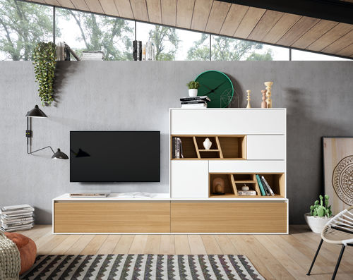 Moderne Wohnwand - 21 COVER - MUEBLES MESEGUE, S.A. - Holz / für TV / mit Schublade