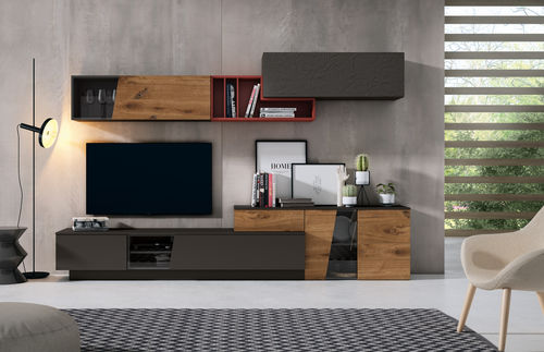Moderne Wohnwand - 25 COVER - MUEBLES MESEGUE, S.A. - Holz / für TV / mit Schublade