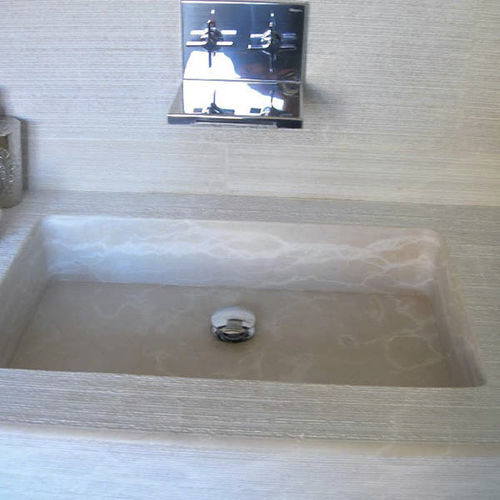 Wand-Waschbecken - TANGO  - Manzi Marmi S.r.l. - Naturstein / mit integrierter Waschtischplatte / doppelt