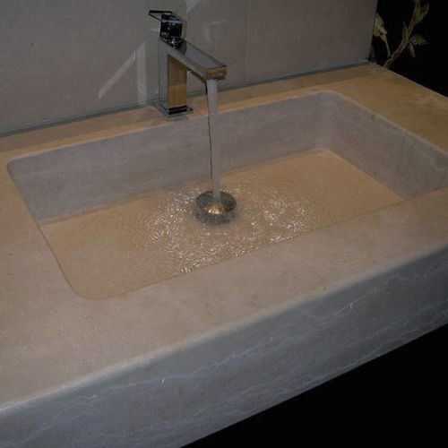 Wand-Waschbecken - MURGIANO - Manzi Marmi S.r.l. - Naturstein / mit integrierter Waschtischplatte / rechteckig