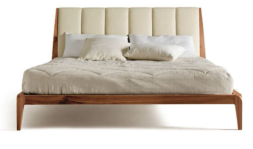 Doppelbett - P-112  - Dale Italia - modern / gepolstertes Kopfteil / Nussbaum
