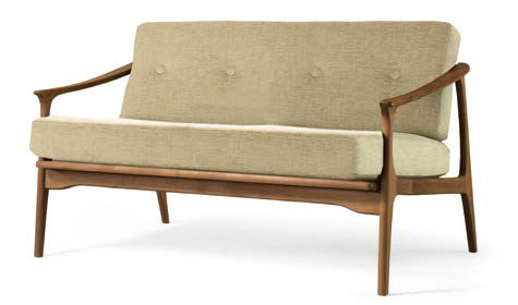 Klassisches Sofa - T-100  - Dale Italia - Stoff / beige / Nussbaum