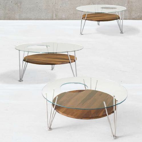 Moderner Couchtisch - H-121 - Dale Italia - Glas / Metall / Nussbaum